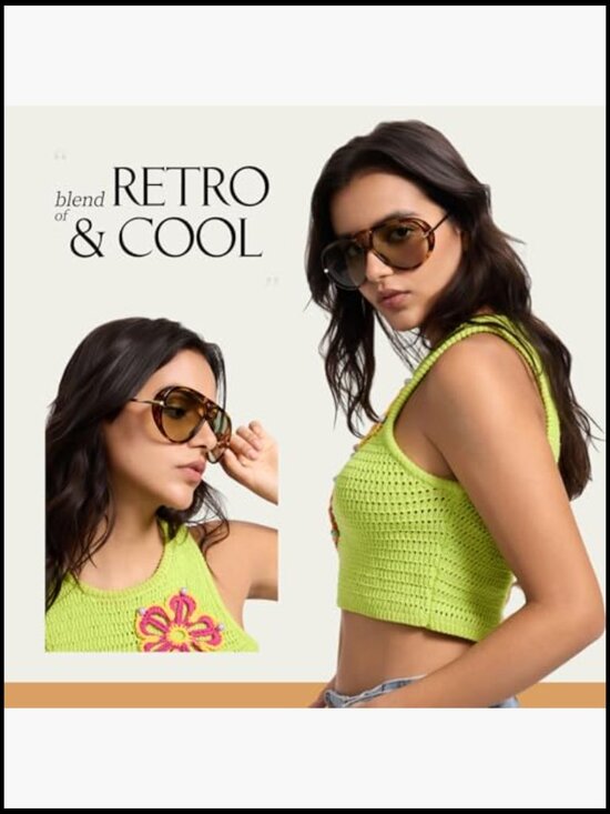 Oversized Aviator Sunglasses UV400 Protection Metal Frame main image 5